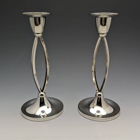 British vintage silver plate candle stand candlestick pair